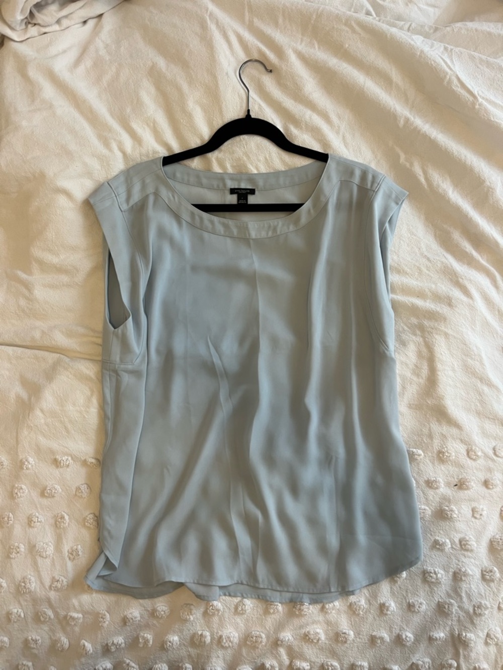 Ann Taylor Pale Blue Cap-Sleeve Shell Blouse